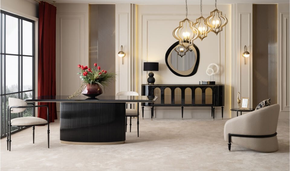 Zenith Yemek Odası Takımı | Siyah