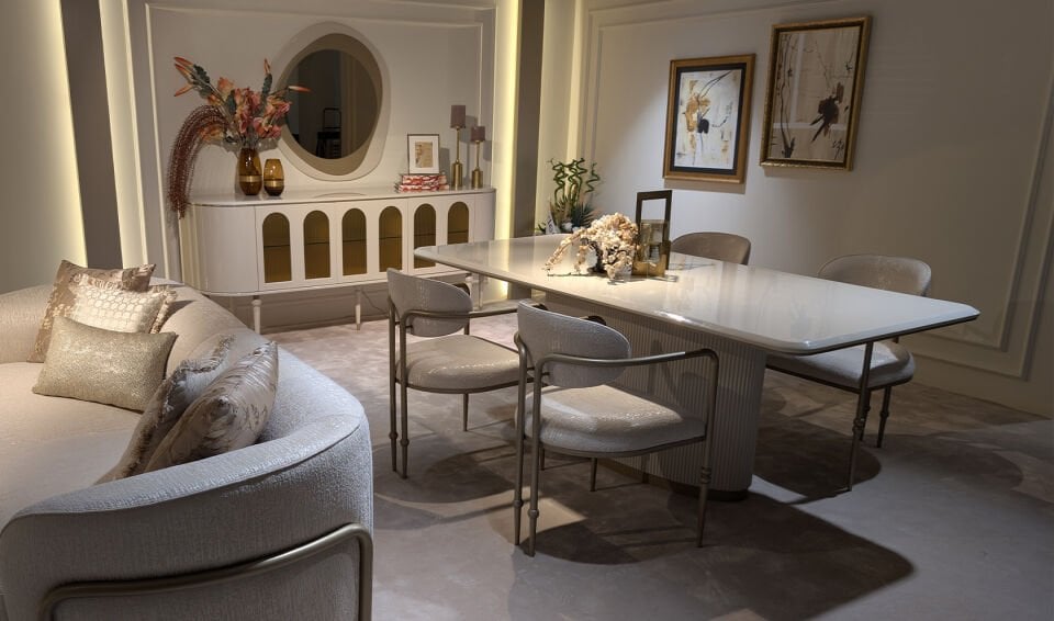 Zenith Yemek Odası Takımı | Krem