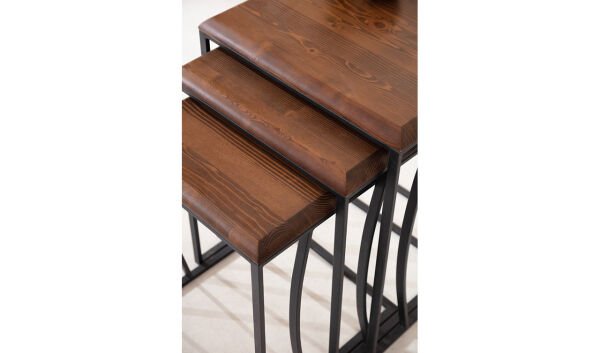 Gaia Üçlü Ahşap Zigon Sehpa