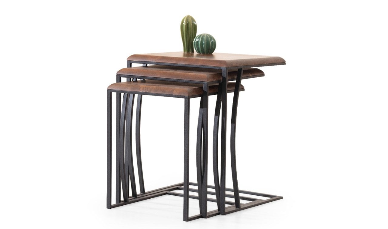 Gaia Üçlü Ahşap Zigon Sehpa