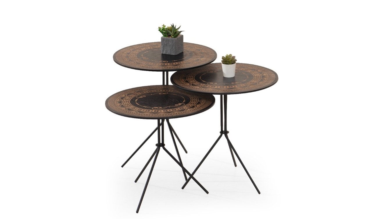 Etnik Ahşap Zigon Sehpa