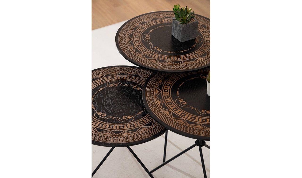 Etnik Ahşap Zigon Sehpa