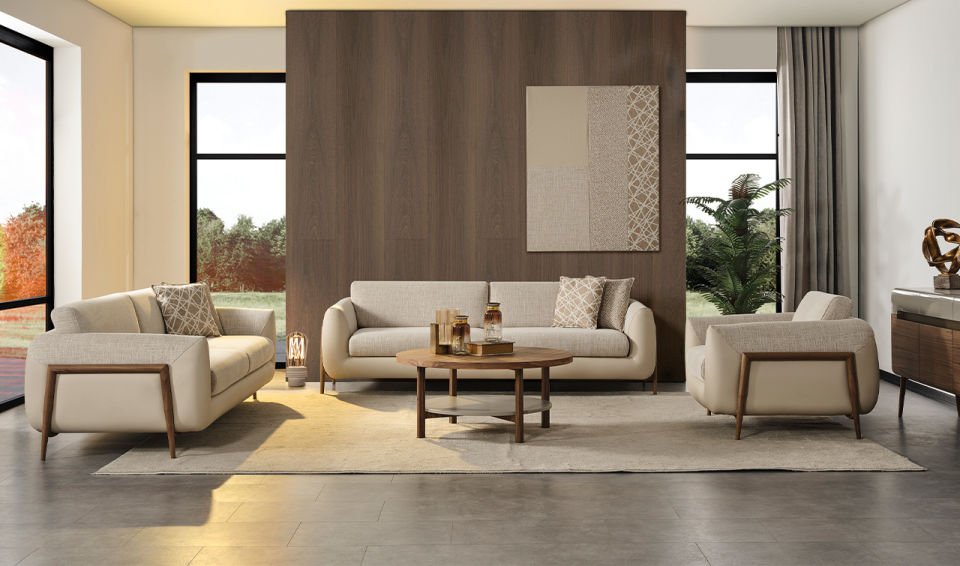 Lucca Ahşap Ayaklı Koltuk Takımı