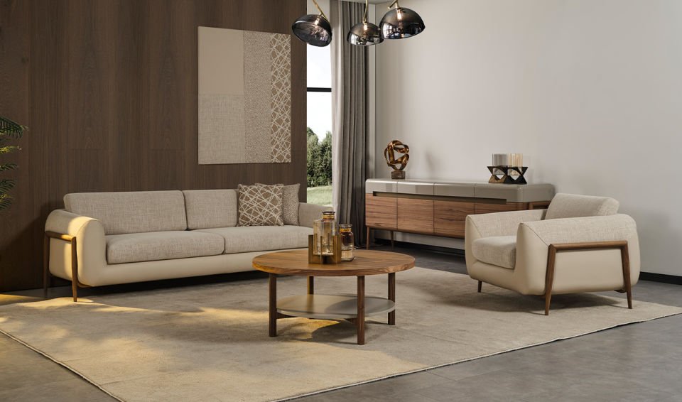 Lucca Ahşap Ayaklı Koltuk Takımı