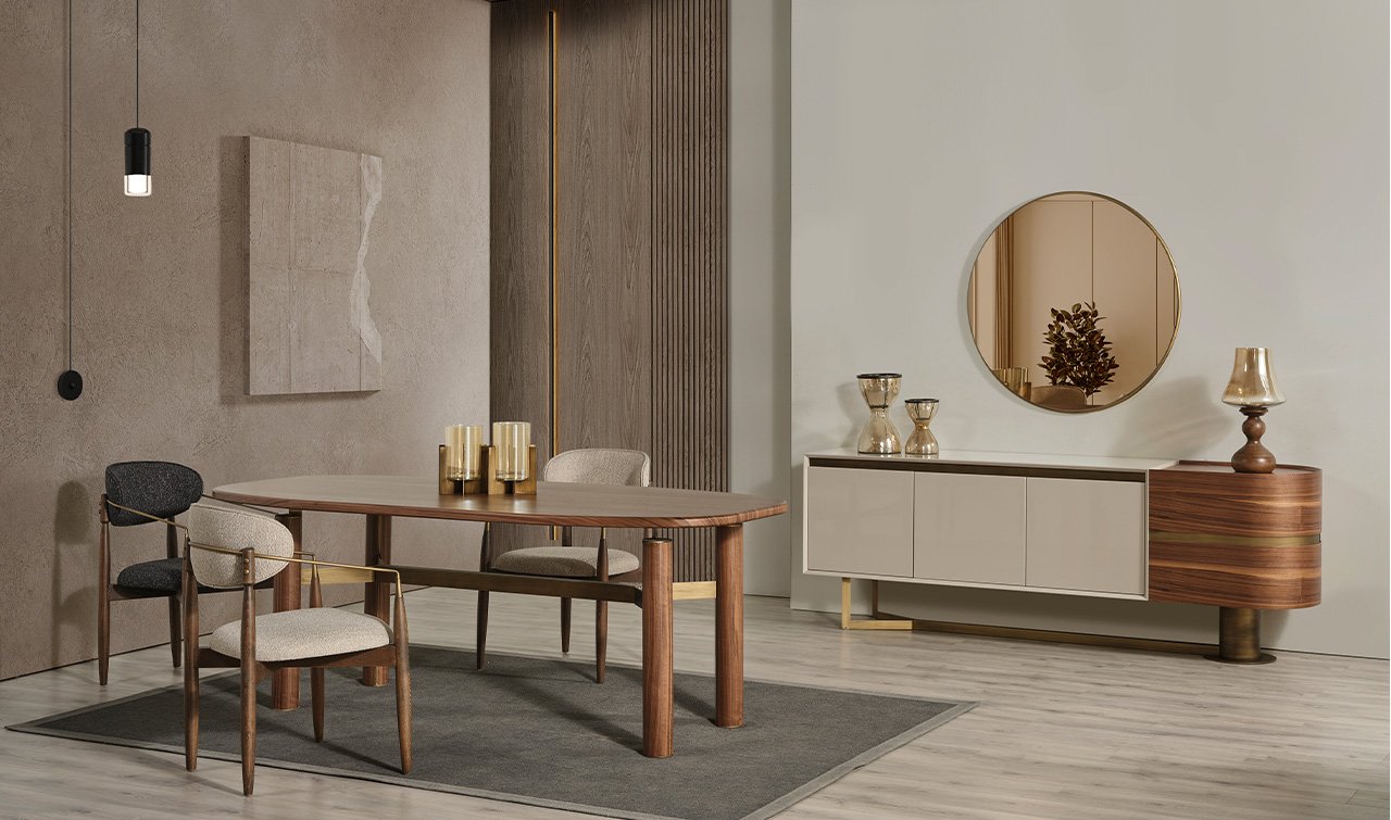 Walnut Ahşap Yemek Odası Takımı