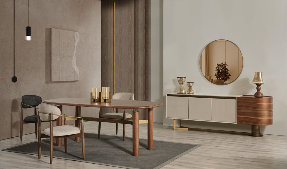 Walnut Ahşap Yemek Odası Takımı