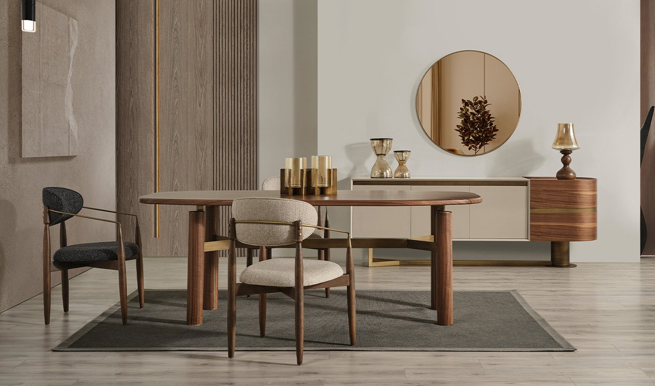 Walnut Ahşap Yemek Odası Takımı