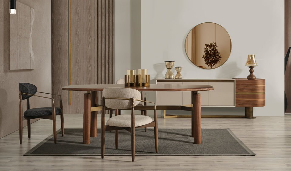 Walnut Ahşap Yemek Odası Takımı