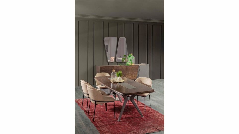 Walnut Ahşap Yemek Odası Takımı Konsol