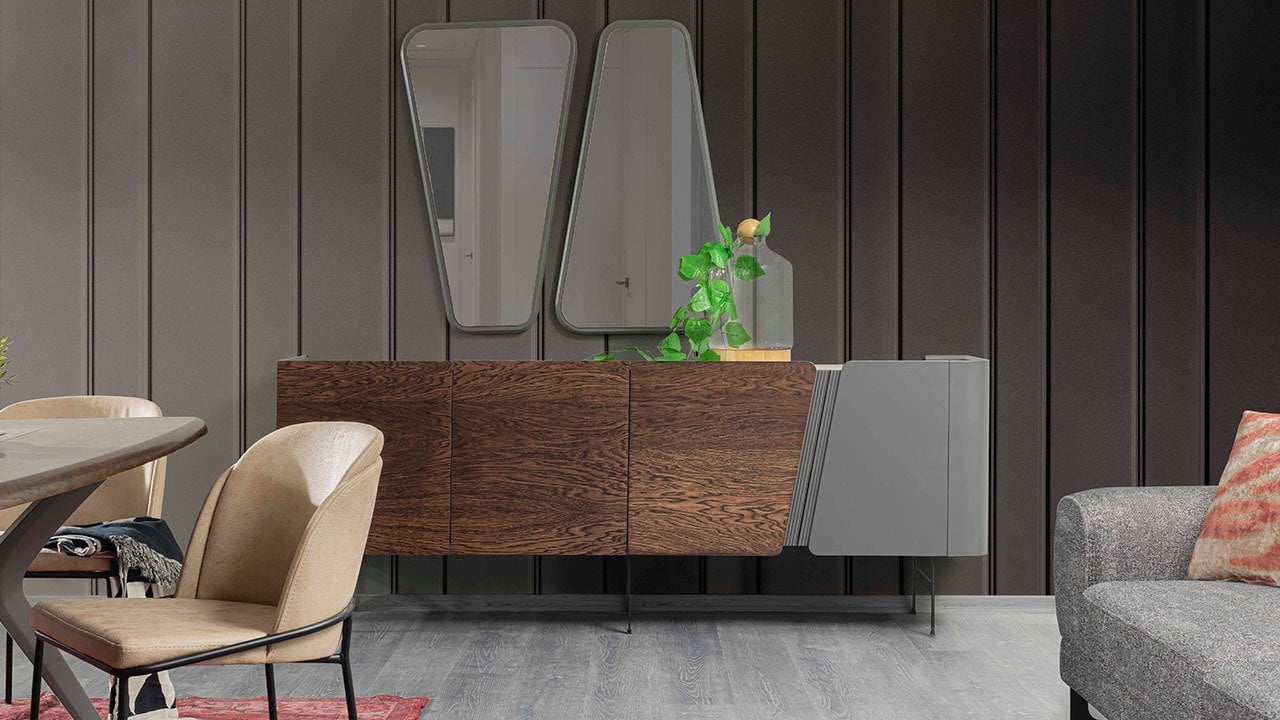 Walnut Ahşap Yemek Odası Takımı Konsol