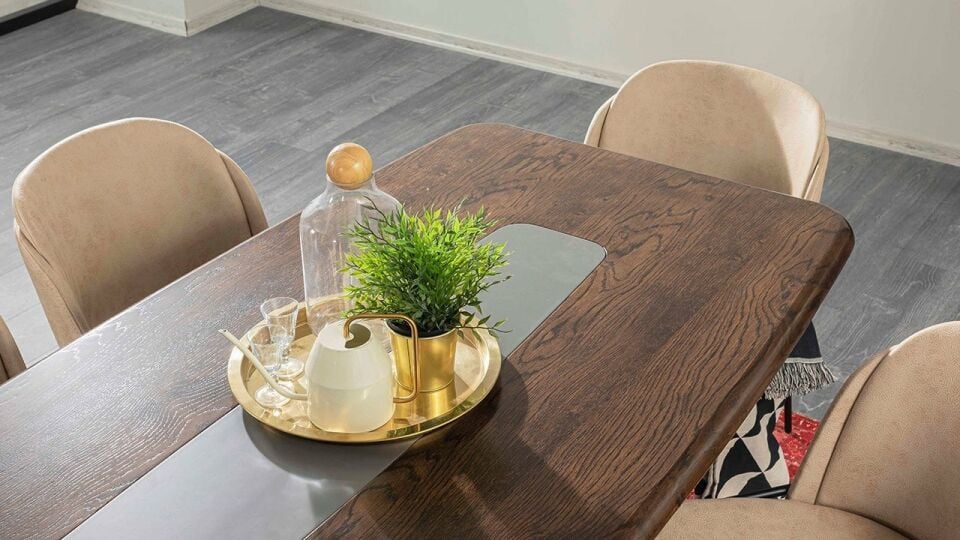 Walnut Ahşap Yemek Odası Takımı Konsol
