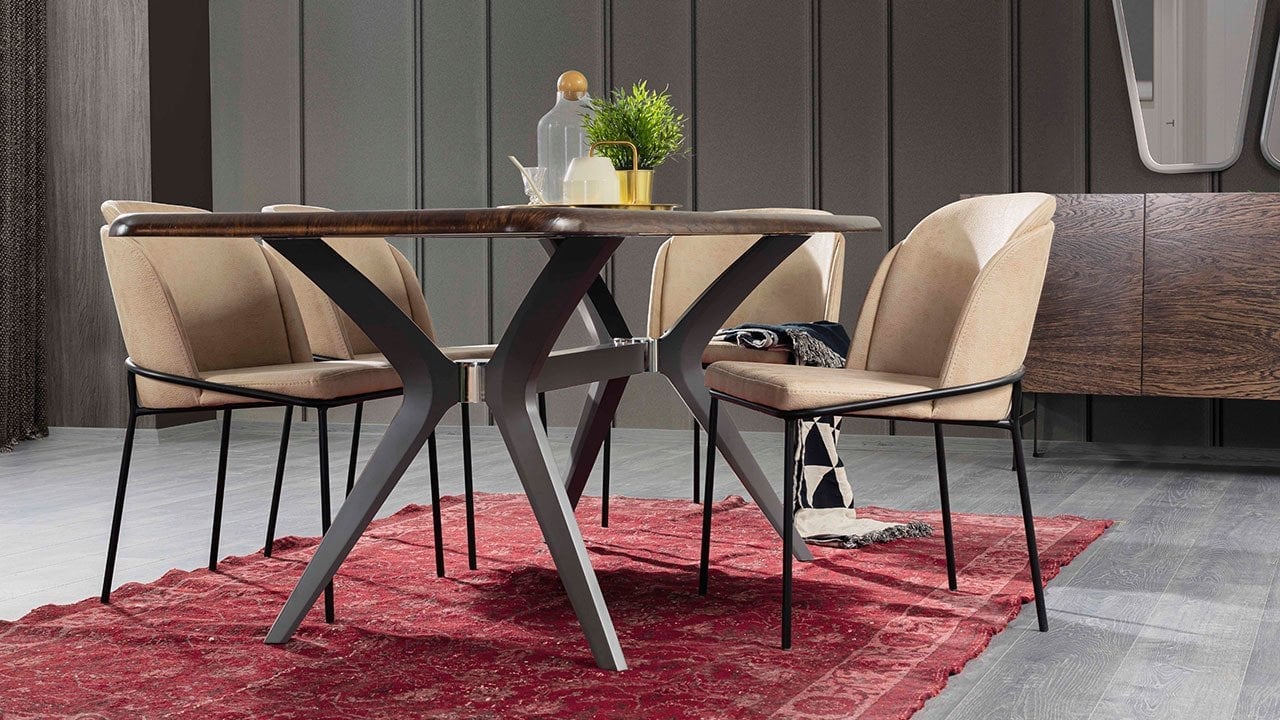 Walnut Ahşap Yemek Odası Takımı Konsol
