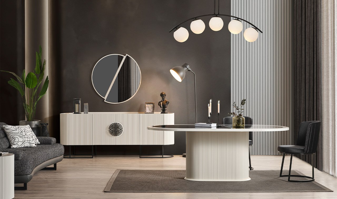 Gucci Yemek Odası Takımı - Ekru & Siyah