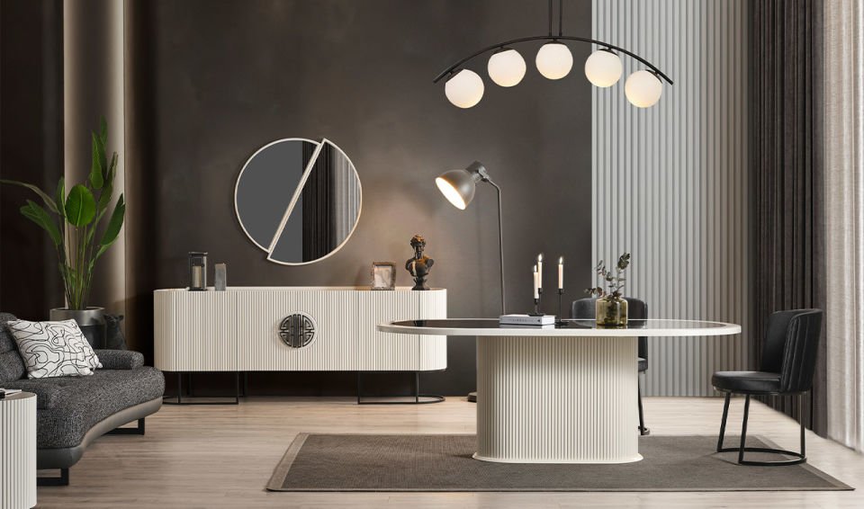 Gucci Yemek Odası Takımı - Ekru & Siyah