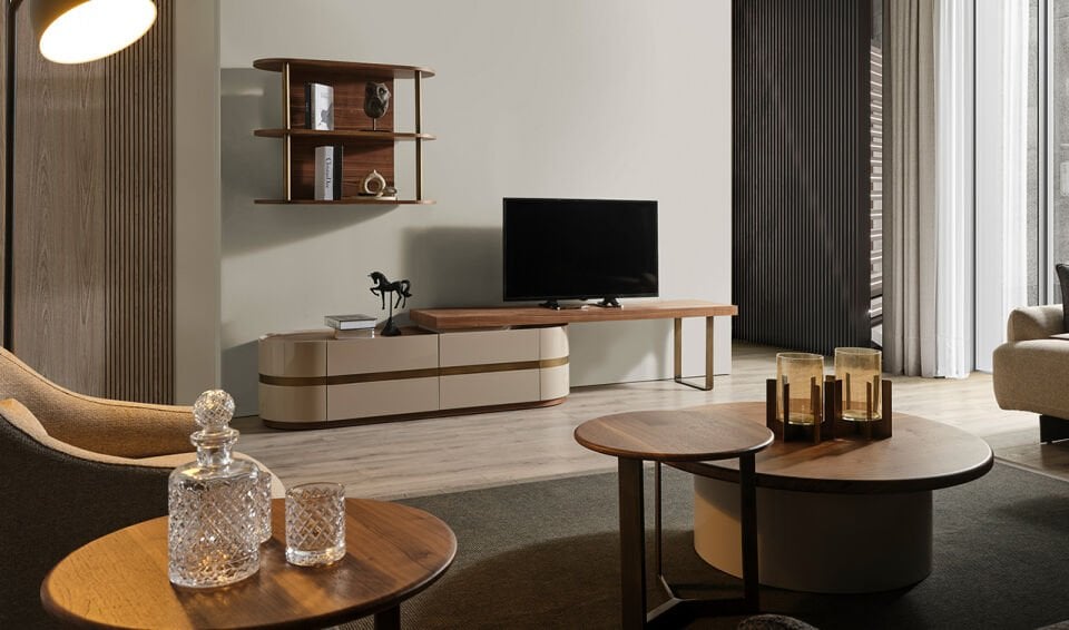 Walnut Ahşap TV Ünitesi