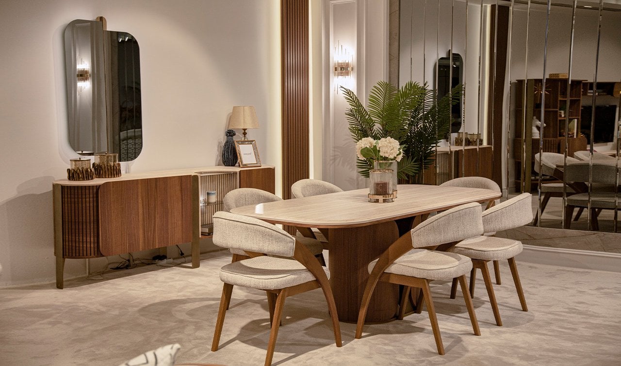 Bronze Ahşap Yemek Odası Takımı