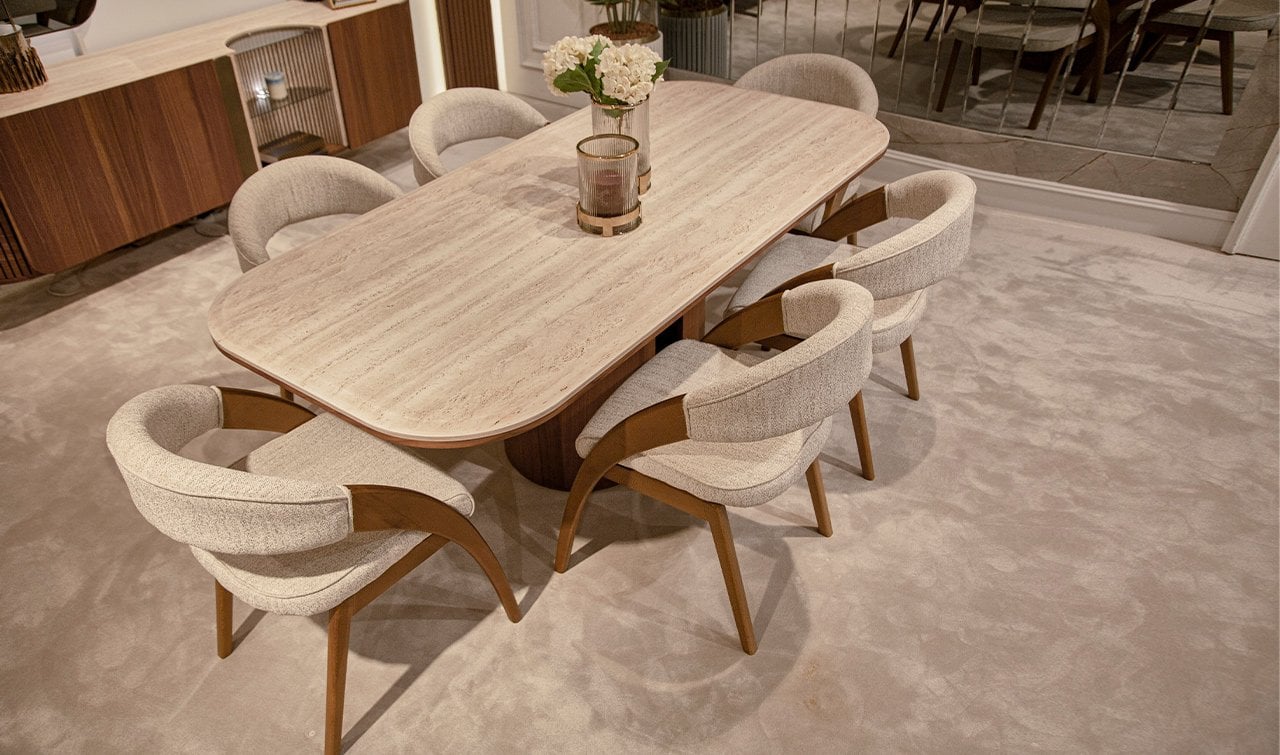 Bronze Ahşap Yemek Odası Takımı