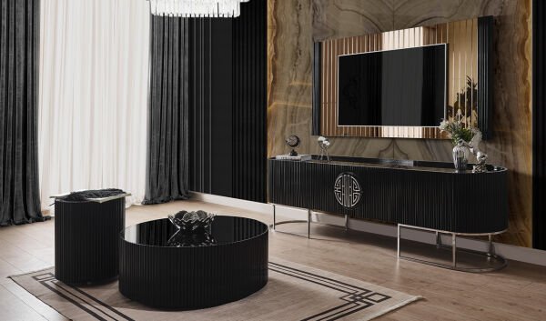 Gucci Luxury Tv Ünitesi - Siyah & Krom