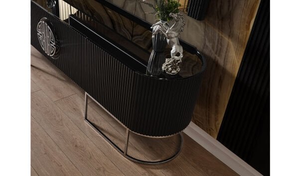 Gucci Luxury Tv Ünitesi - Siyah & Krom