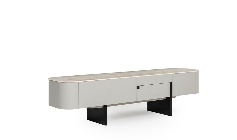 Delta Tv Ünitesi | Açık Gri & Traverten