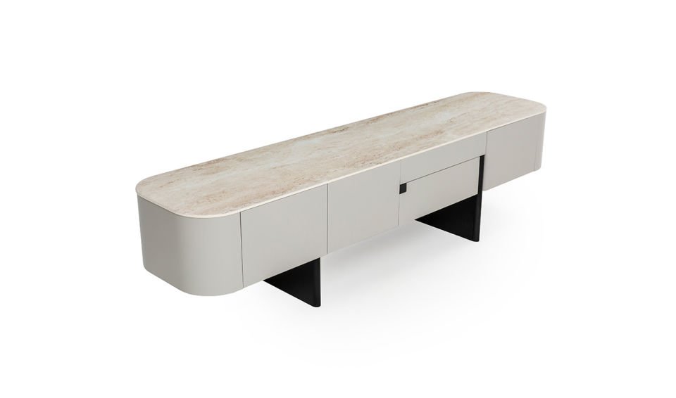 Delta Tv Ünitesi | Açık Gri & Traverten