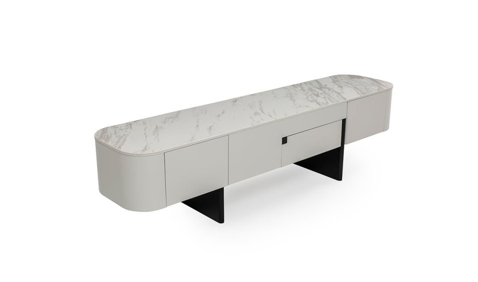 Delta Tv Ünitesi Porselen | Gri & Siyah