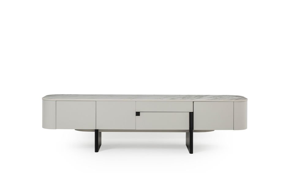 Delta Tv Ünitesi Porselen | Gri & Siyah