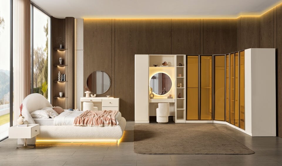 Marsel Yatak Odası Köşe Dolapı