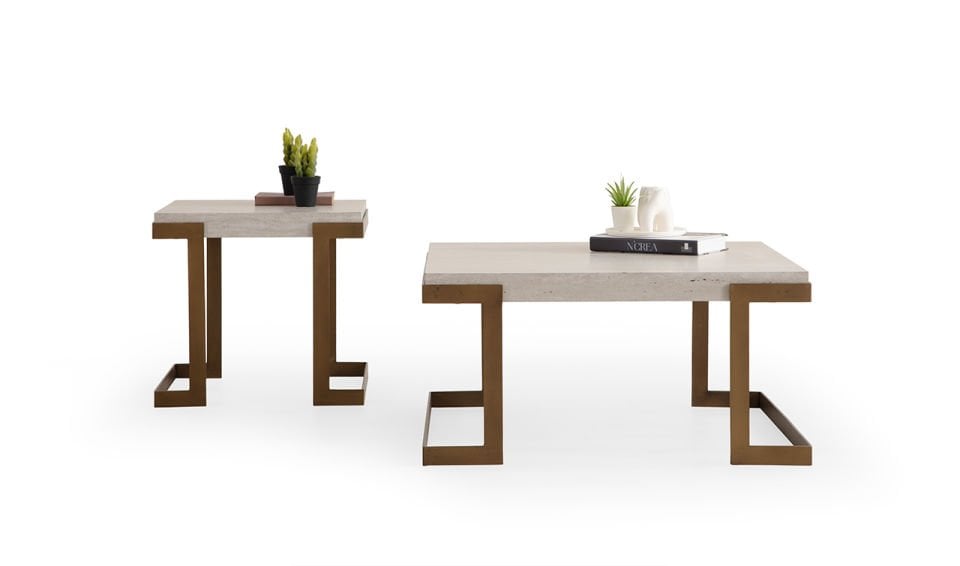 Bogota İkili Orta Sehpa | Traverten