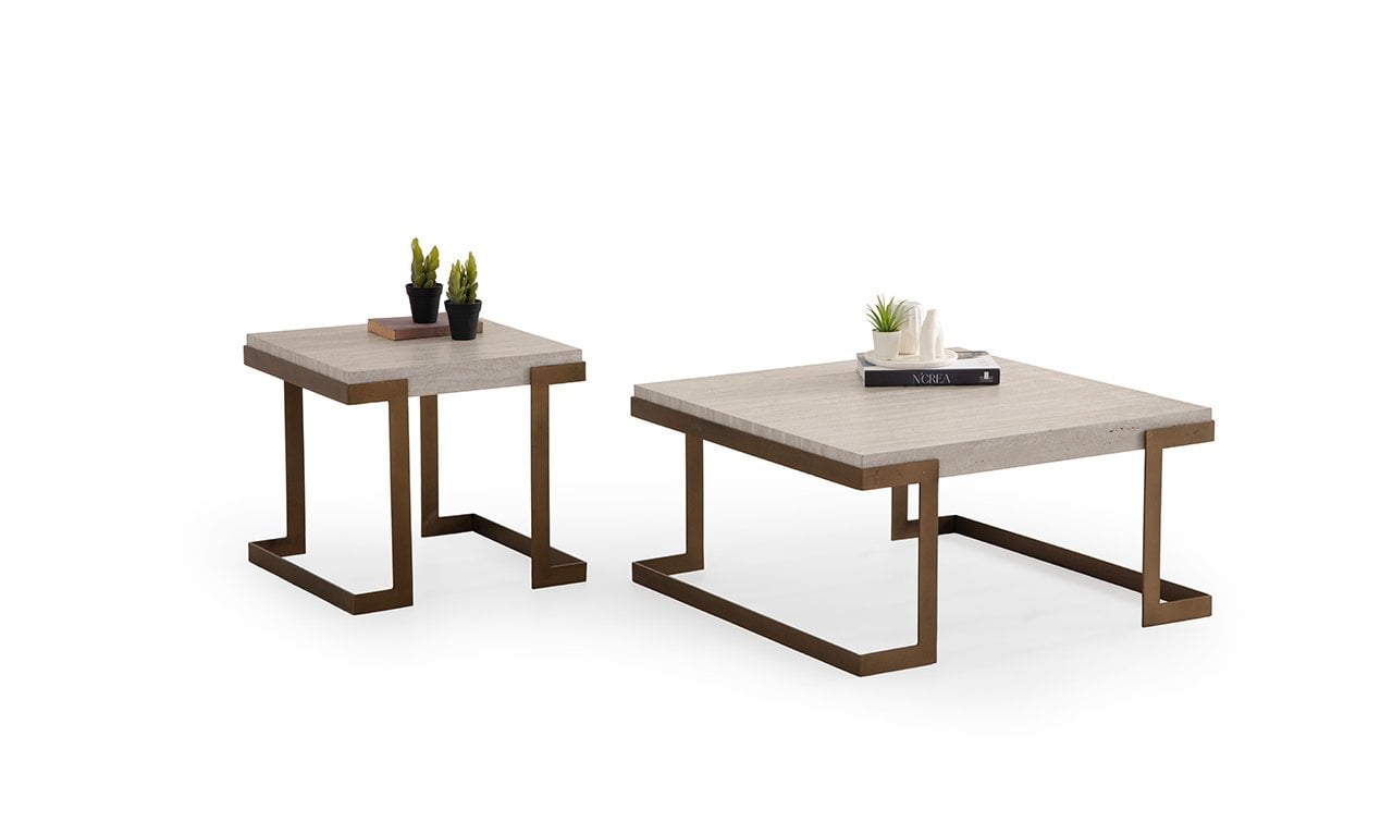 Bogota İkili Orta Sehpa | Traverten